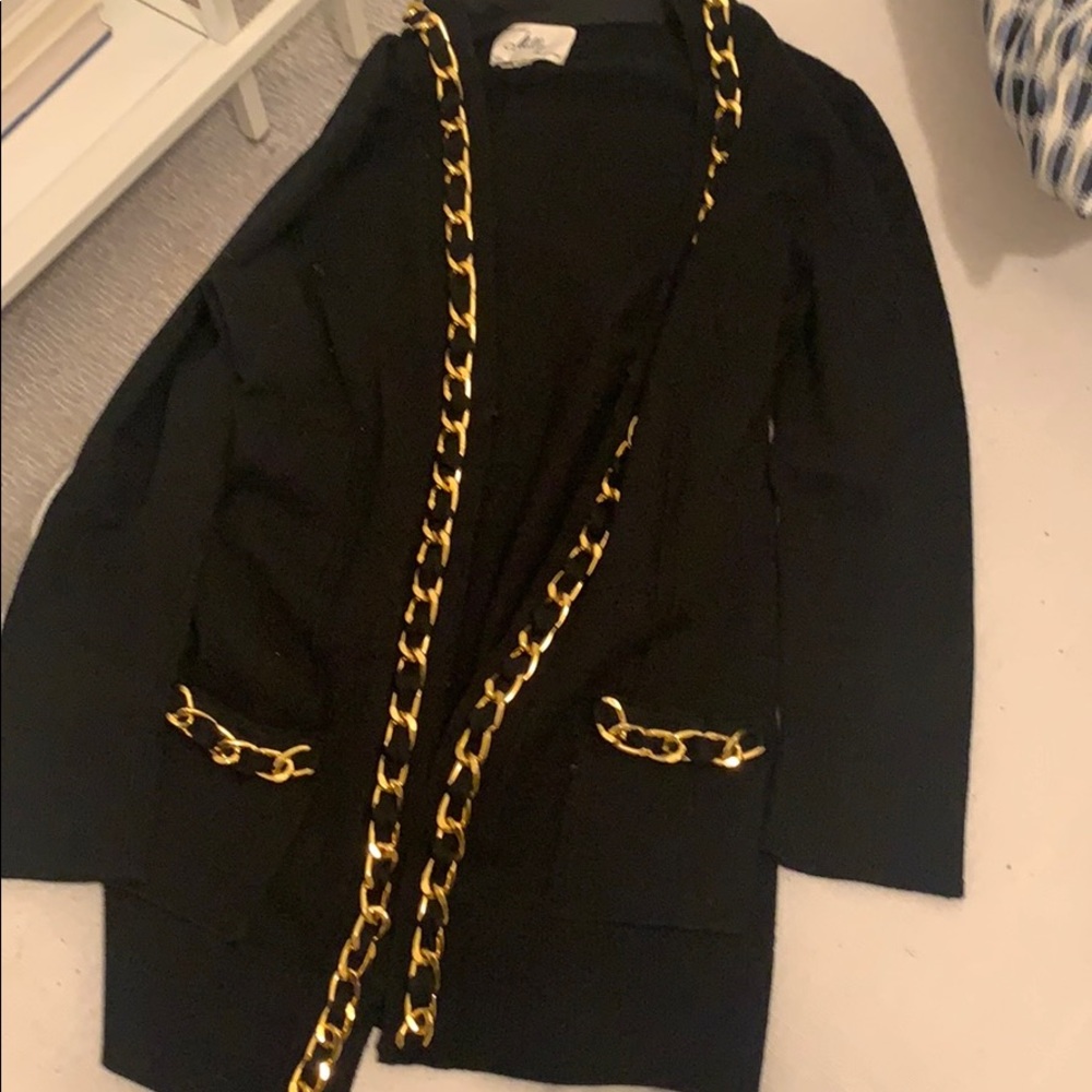 Milky chain link black cardigan